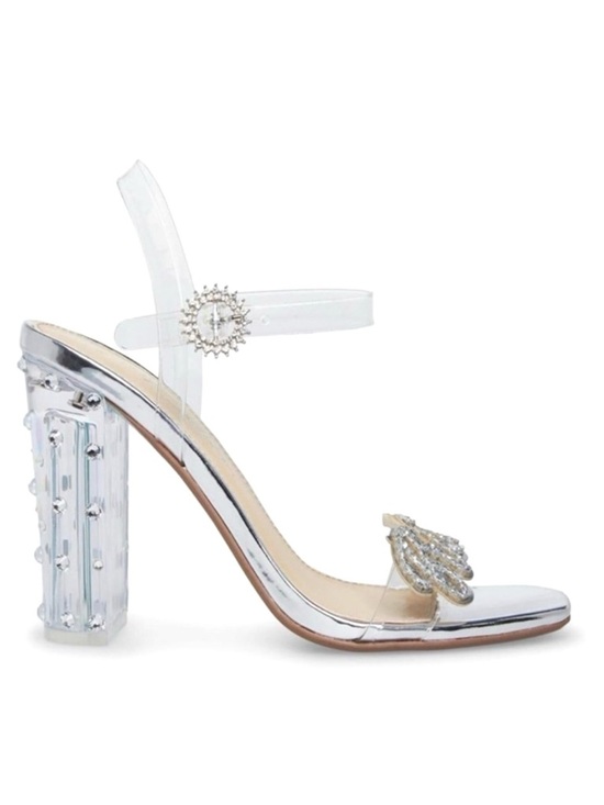 Blue by Betsey Johnson Shoes - BLUE by BETSEY JOHNSON ~ Silver Lucite 3.5” Block Heels and Bride Glitter Accent